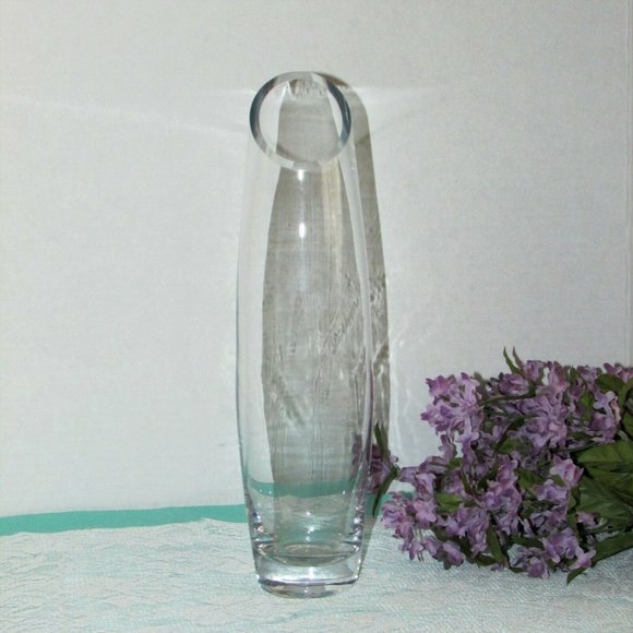 Clear Angled Glass Vase 11 3/4" Tall Modern Floral Decor - Picture 7 of 8